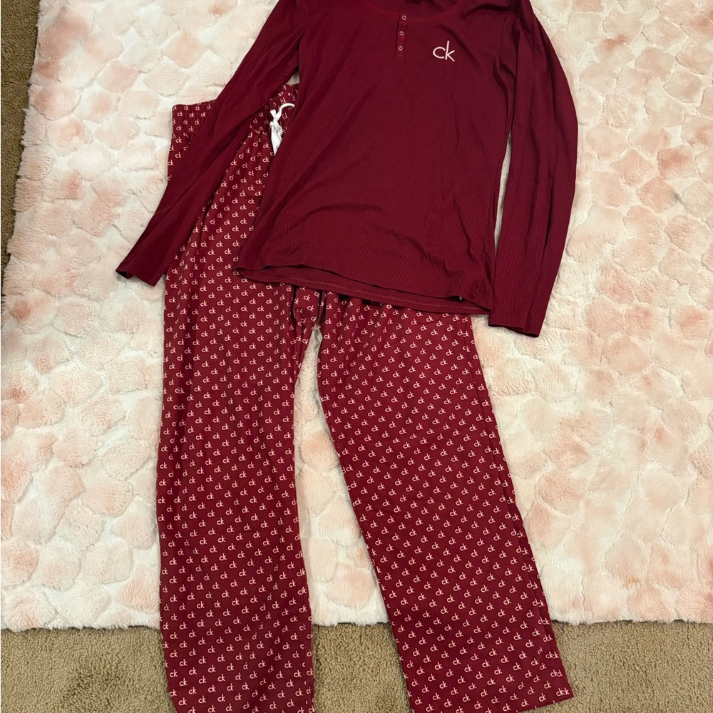 Calvin Klein Burgundy Pajama Set